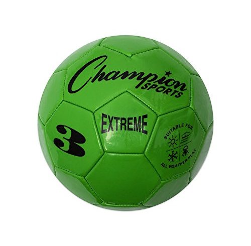 Champion Sports Extreme Series Soccer Ball, Size 3 – Youth League, All Weather, Soft Touch, Maximum Air Retention – Kick Balls for Kids Under 8 – Competitive and Recreational Futbol Games, Green