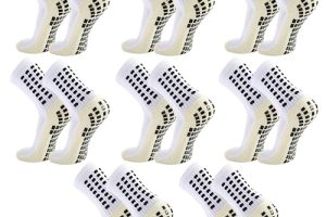 Ukontagood 8 Pack Men’s Soccer Socks Anti Slip Non-Slip Grip Pads for Football Basketball Sports Grip Socks (White)