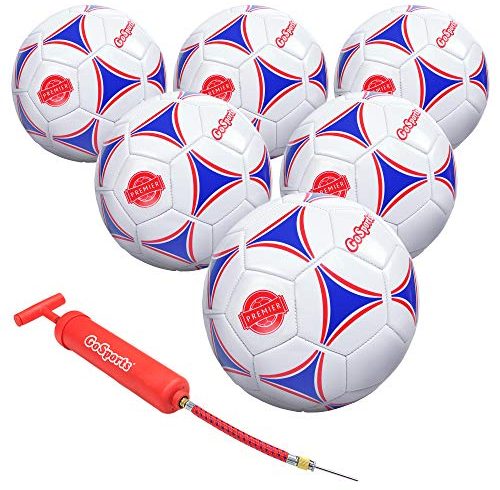 GoSports Premier Soccer Ball with Premium Pump – Available as Single Balls or 6 Packs – Choose Your Size