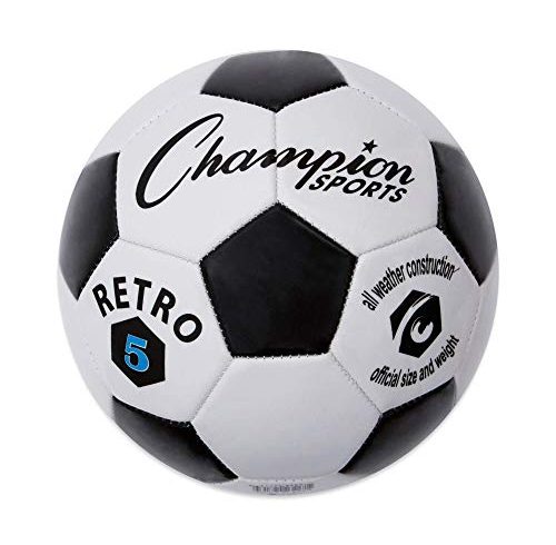 Champion Sports Retro Soccer Ball, Size 5 , Black/White