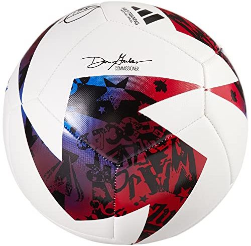 adidas Unisex-Adult MLS Training Ball, White/Blue/Red, 4