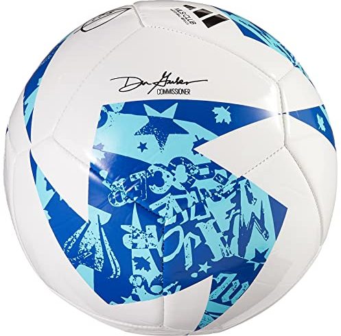 adidas Unisex-Adult MLS Club Ball, White/Blue/Bright Cyan, 4