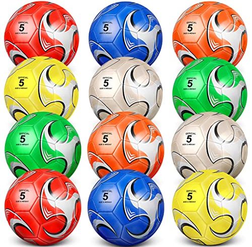 Supervitae 12 Pack Soccer Balls for Teen Adult Sports with Pump Cool for Teen Adult Outside Sport Training Practice Machine Game Stitched Soccer Operation Christmas Soccer Ball Bulk(Size 4)